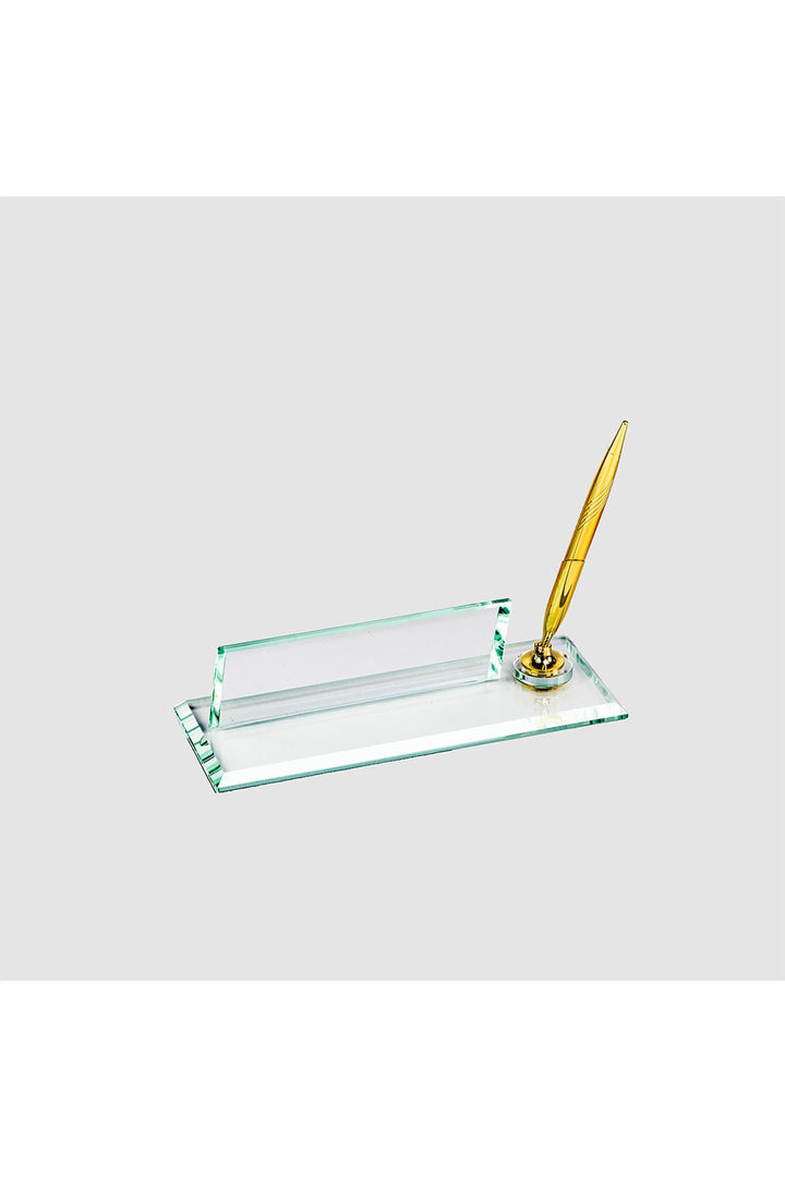 Şeffaf Gold Kristal Masa İsimliği – Tek Kalemli 8×21 cm (MKR-538) – ön görünüm