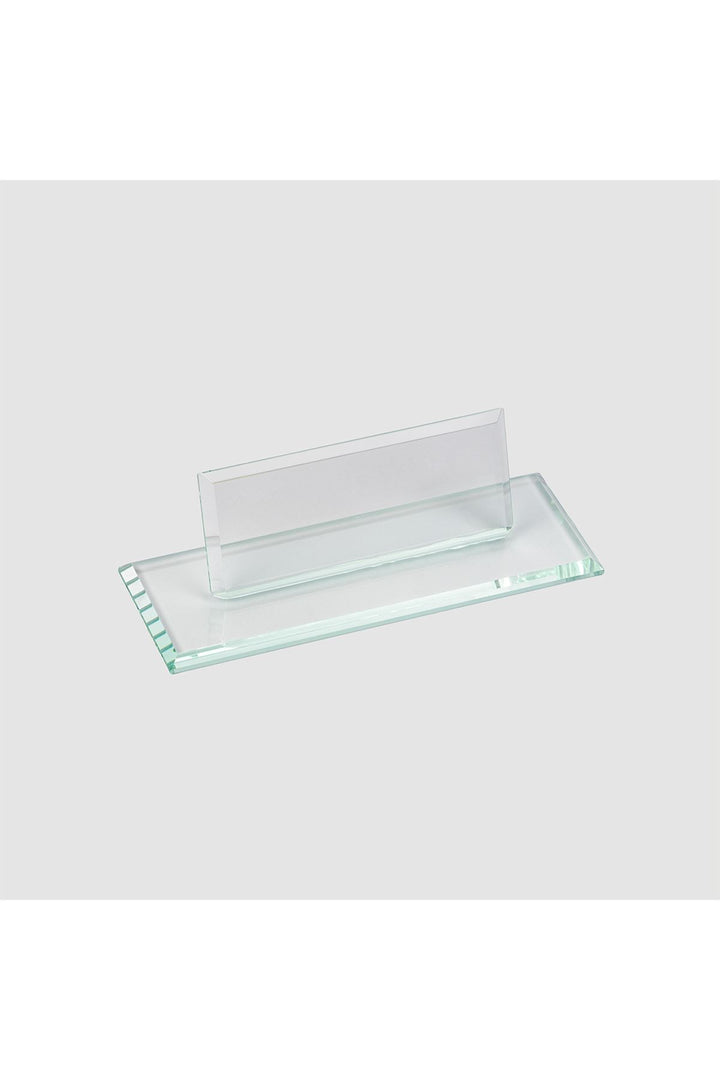 Şeffaf Kristal Masa İsimliği – Sade Plakalı 8×21 cm (MKR-540) – ön görünüm
