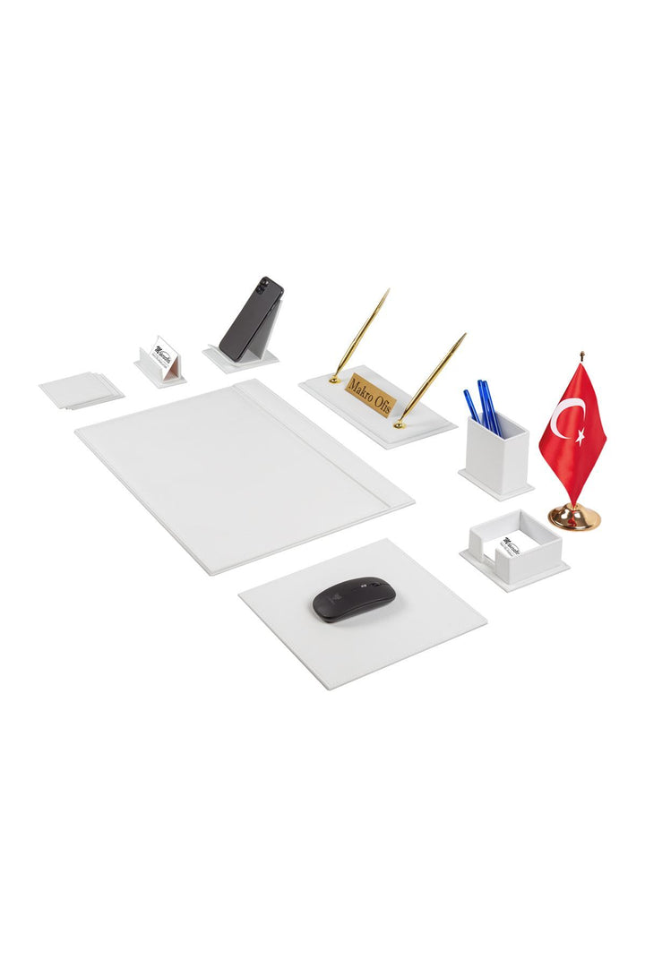 G101 Deri Sümen Takımı 11 Parça Beyaz Full Set – ön görünüm