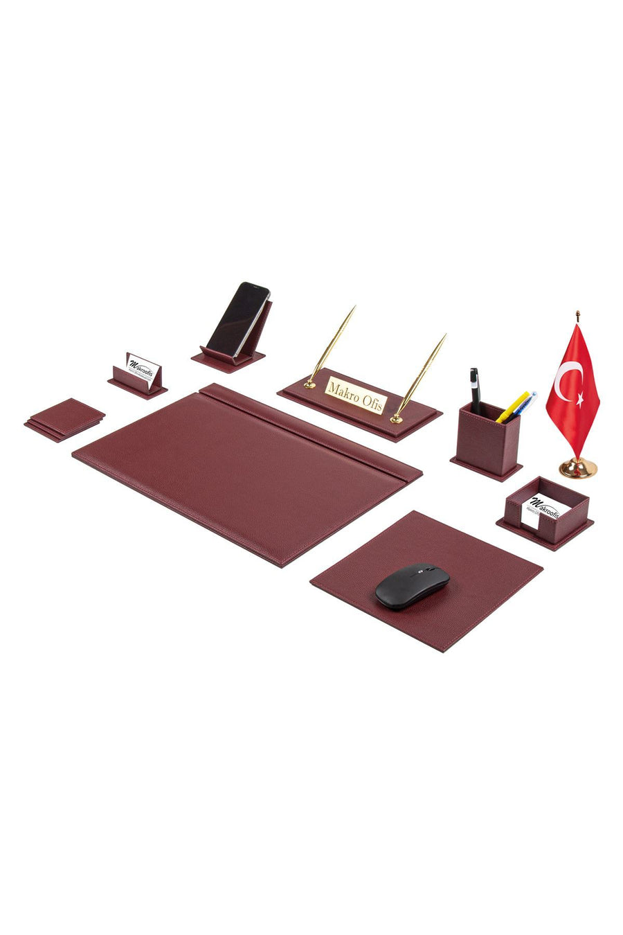 G101 Deri Sümen Takımı 11 Parça Bordo Full Set
