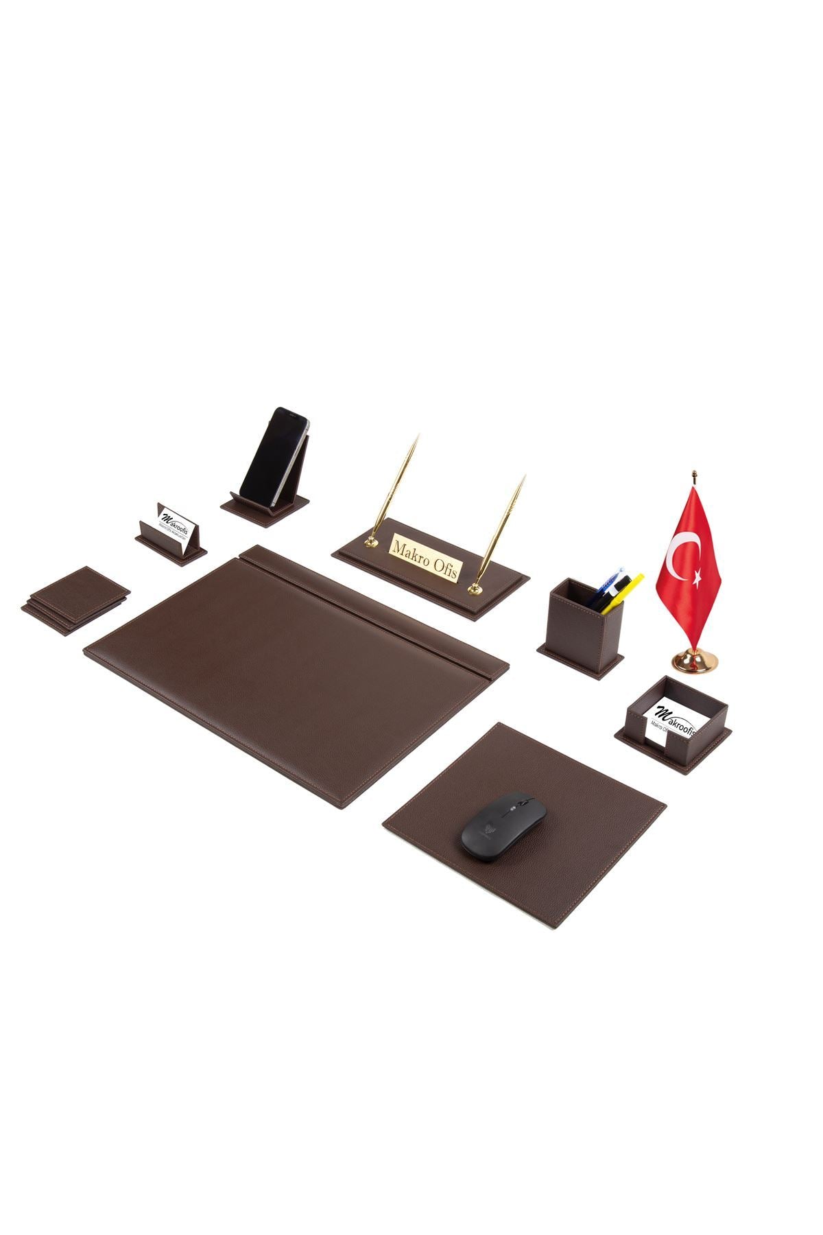G101 Deri Sümen Takımı 11 Parça Kahve Full Set