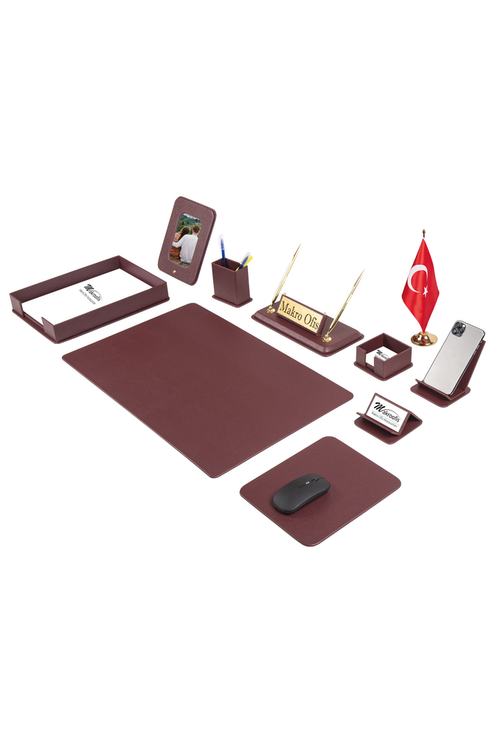 Dora Sümen Takımı 12 parça Bordo Masa Bayraklı – ön görünüm