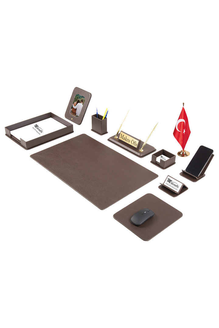 Dora Sümen Takımı 12 parça Kahverengi Masa Bayraklı – ön görünüm