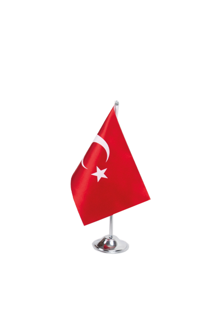 Tekli Masa Bayrağı (Krom Direkli) – ön görünüm
