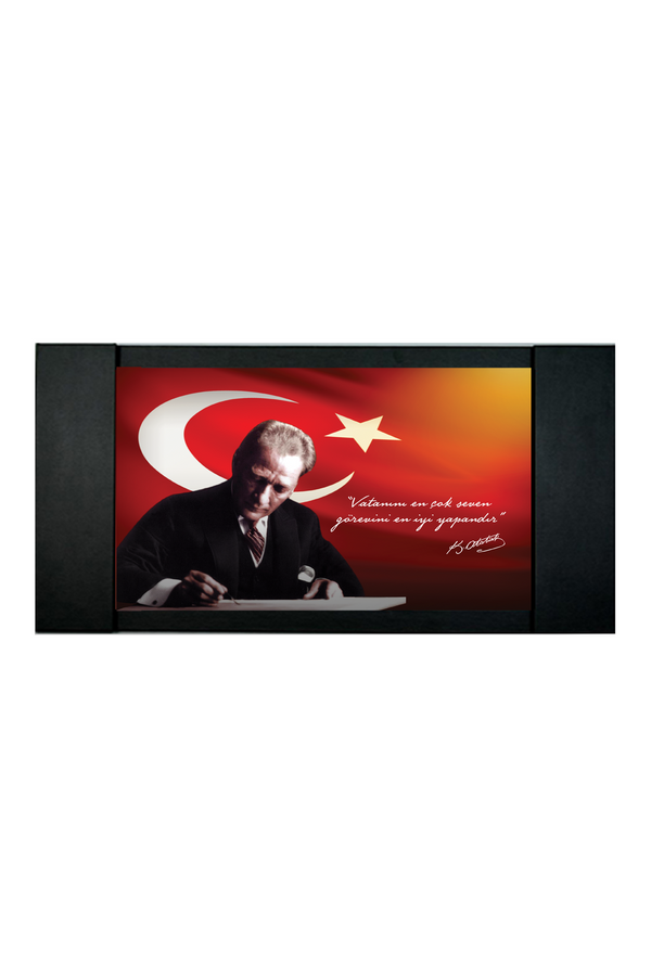 Atatürk Makam Panosu – “Vatanını En Çok Seven” Turuncu Geçişli (MP004-4)