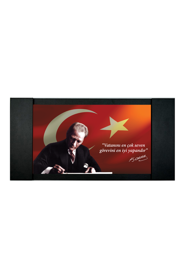Atatürk Makam Panosu – “Vatanını En Çok Seven” Gold Bayrak (MP007-1) – ön görünüm
