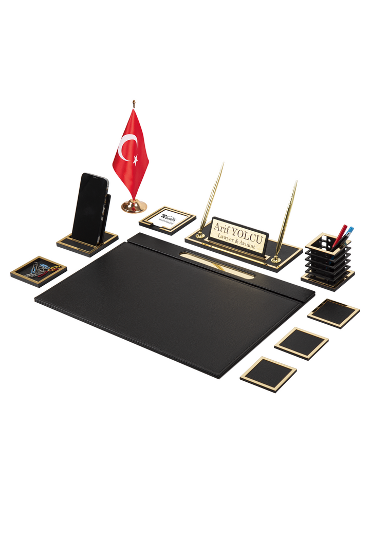 Lina Gold Sümen Takımı 11 Parça Siyah Full Set – ön görünüm