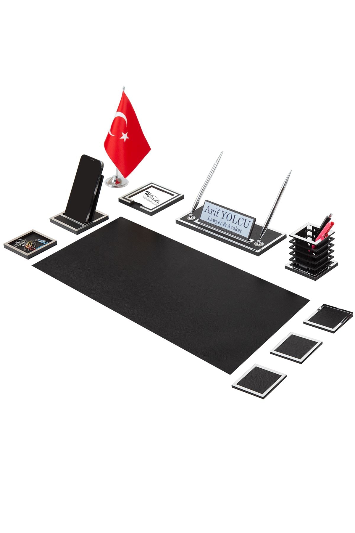 Asel Silver Sümen Takımı 11 Parça Siyah Full Set – ön görünüm