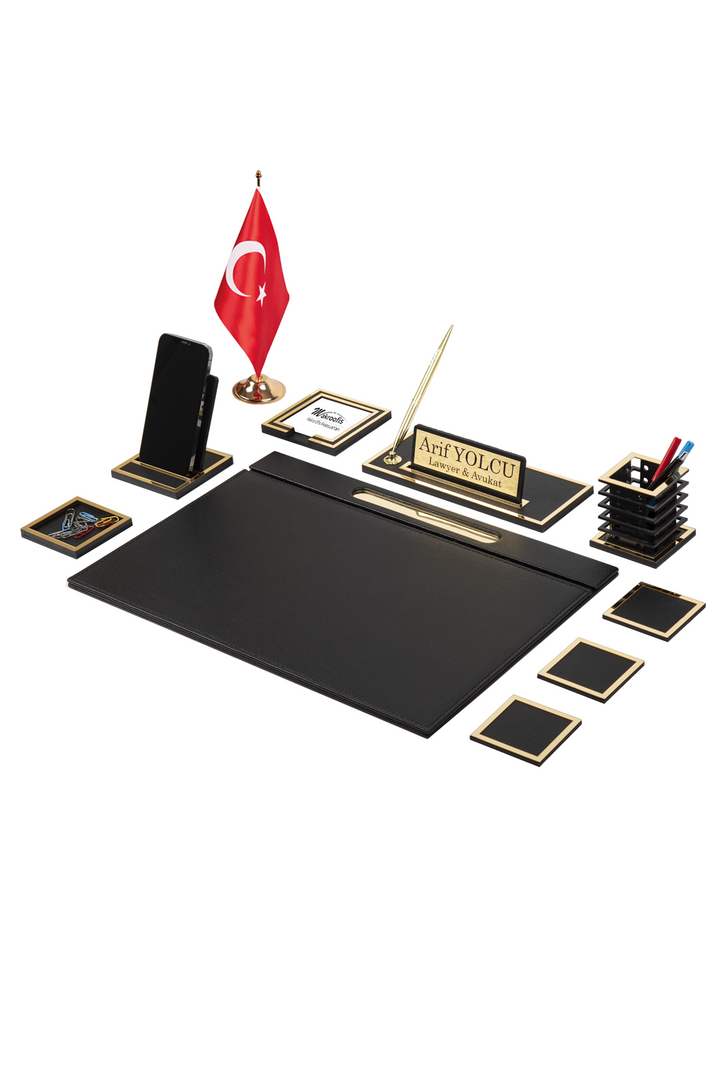 Lina Gold Sümen Takımı 10 Parça Siyah Full Set – ön görünüm