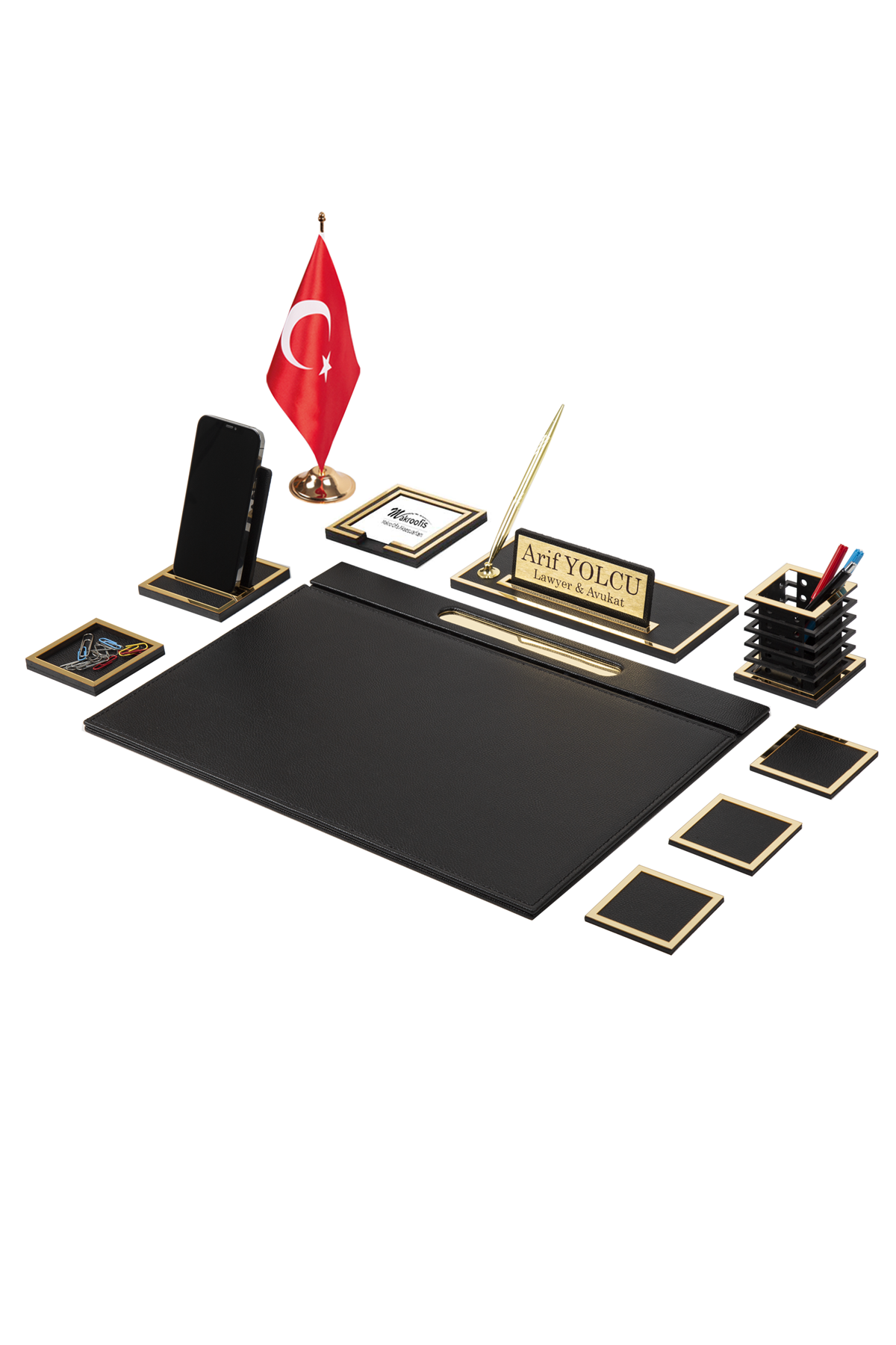Lina Gold Sümen Takımı 10 Parça Siyah Full Set