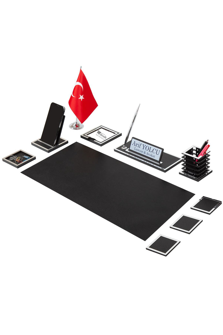 Asel Silver Sümen Takımı 10 Parça Siyah Full Set – ön görünüm