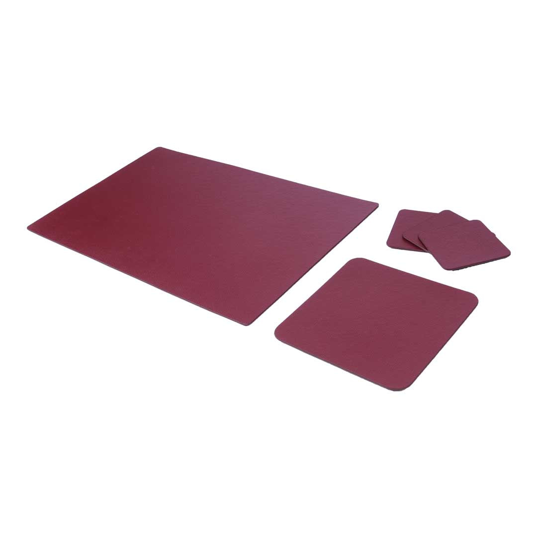 Suni Deri Masa Padi Bordo Masa Sümeni & Mousepad – ön görünüm