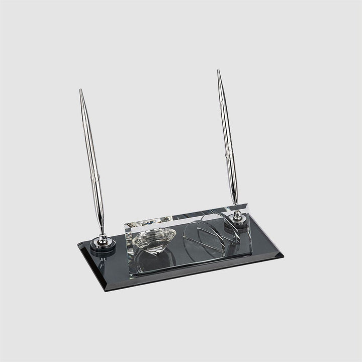 Kristal Masa İsimliği Gümüş Cam İsimlik Siyah — Model 1 – ön görünüm
