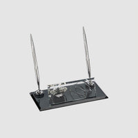Kristal Masa İsimliği Gümüş Cam İsimlik Siyah — Model 1 – ön görünüm