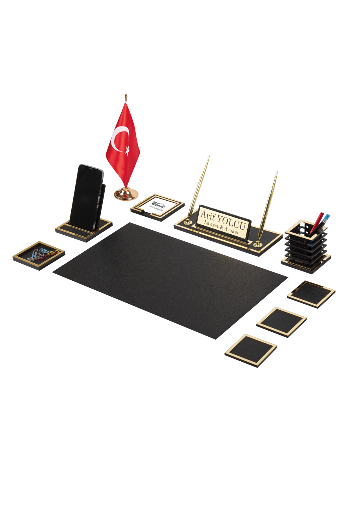 Asel Gold Sümen Takımı 11 Parça Siyah Full Set – özgün ürün görünümü