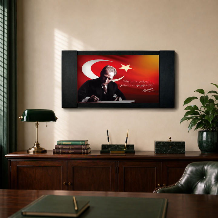 Atatürk Makam Panosu – “Vatanını En Çok Seven” Turuncu Geçişli (MP004-4) – detay görünümü