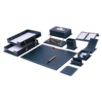 Vega 14 Parça Taba Suni Deri Sümen Takımı Lüks Ofis Düzenleyileri & Sümen Takımı – üst görünüm