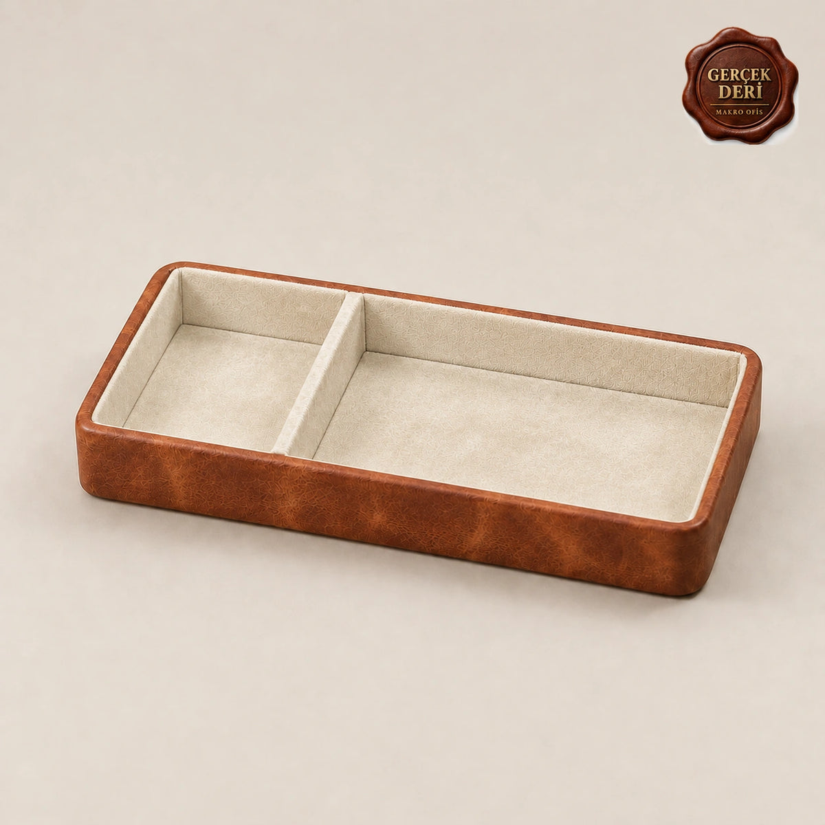 İki Bölmeli Masaüstü Organizer Model 1 — Taba
