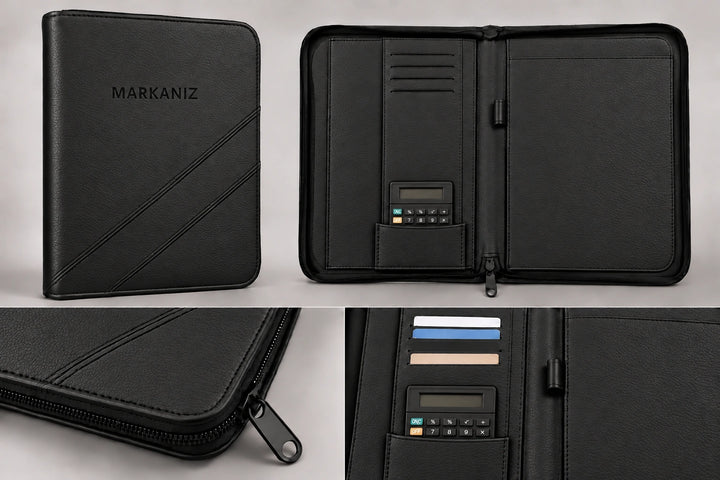 Fermuarlı Evrak Çantası Organizer — Siyah