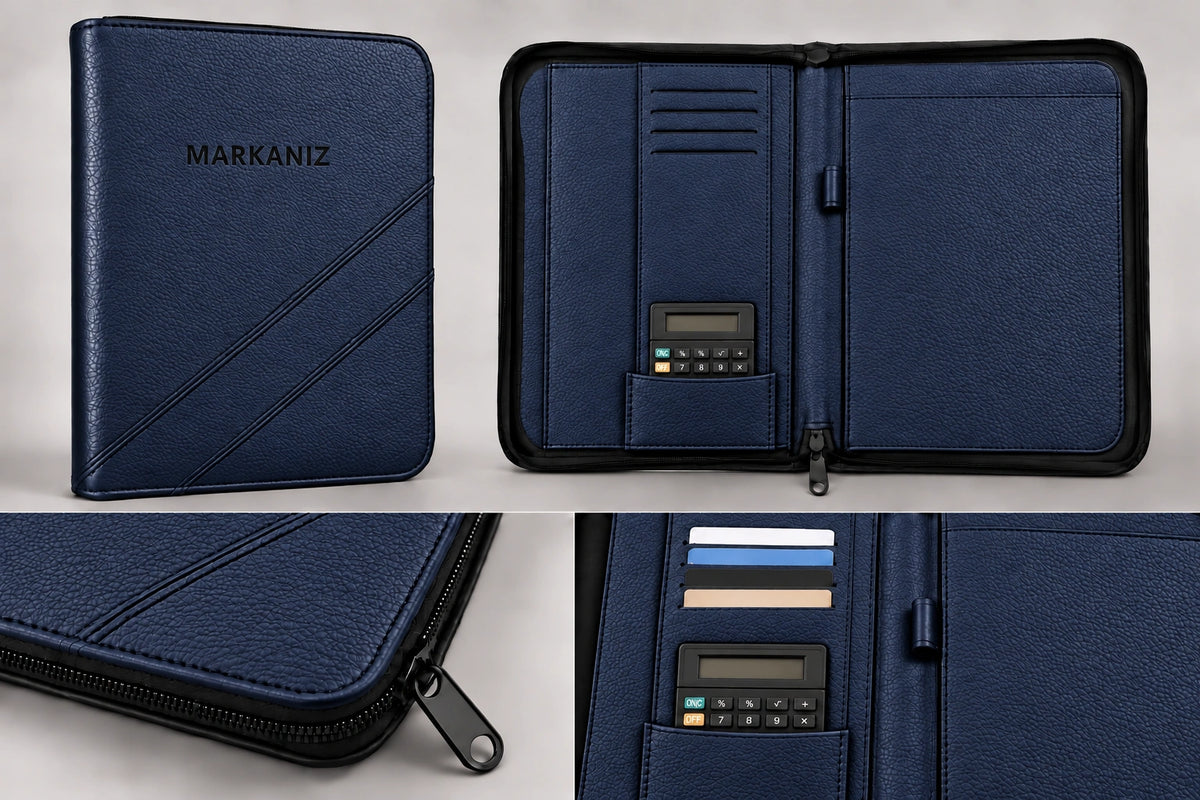 Fermuarlı Evrak Çantası Organizer — Lacivert