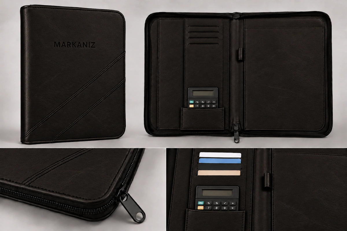 Fermuarlı Evrak Çantası Organizer — Damarlı Acı Kahve