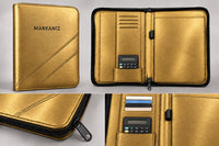 Fermuarlı Evrak Çantası Organizer — Gold