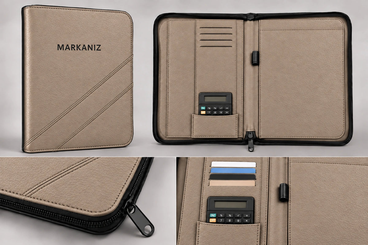 Fermuarlı Evrak Çantası Organizer — Soft Krem