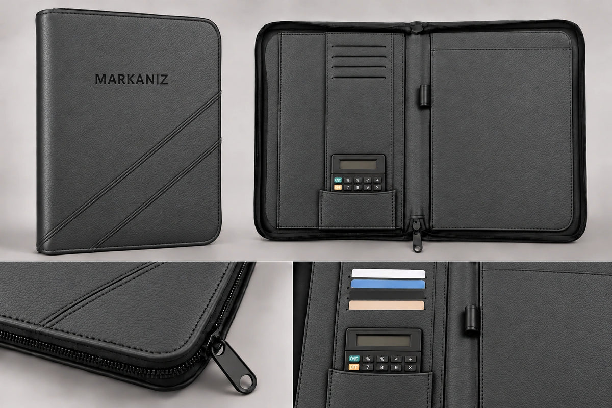 Fermuarlı Evrak Çantası Organizer — Antrasit