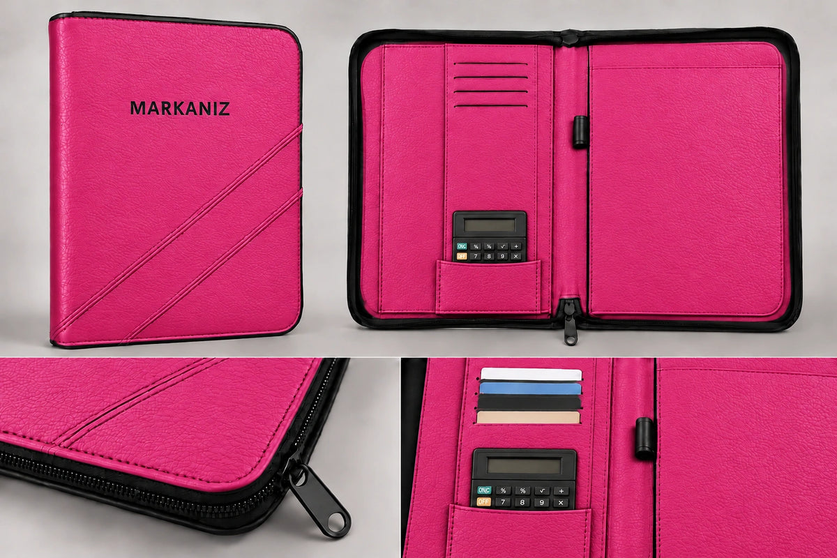 Fermuarlı Evrak Çantası Organizer — Pembe