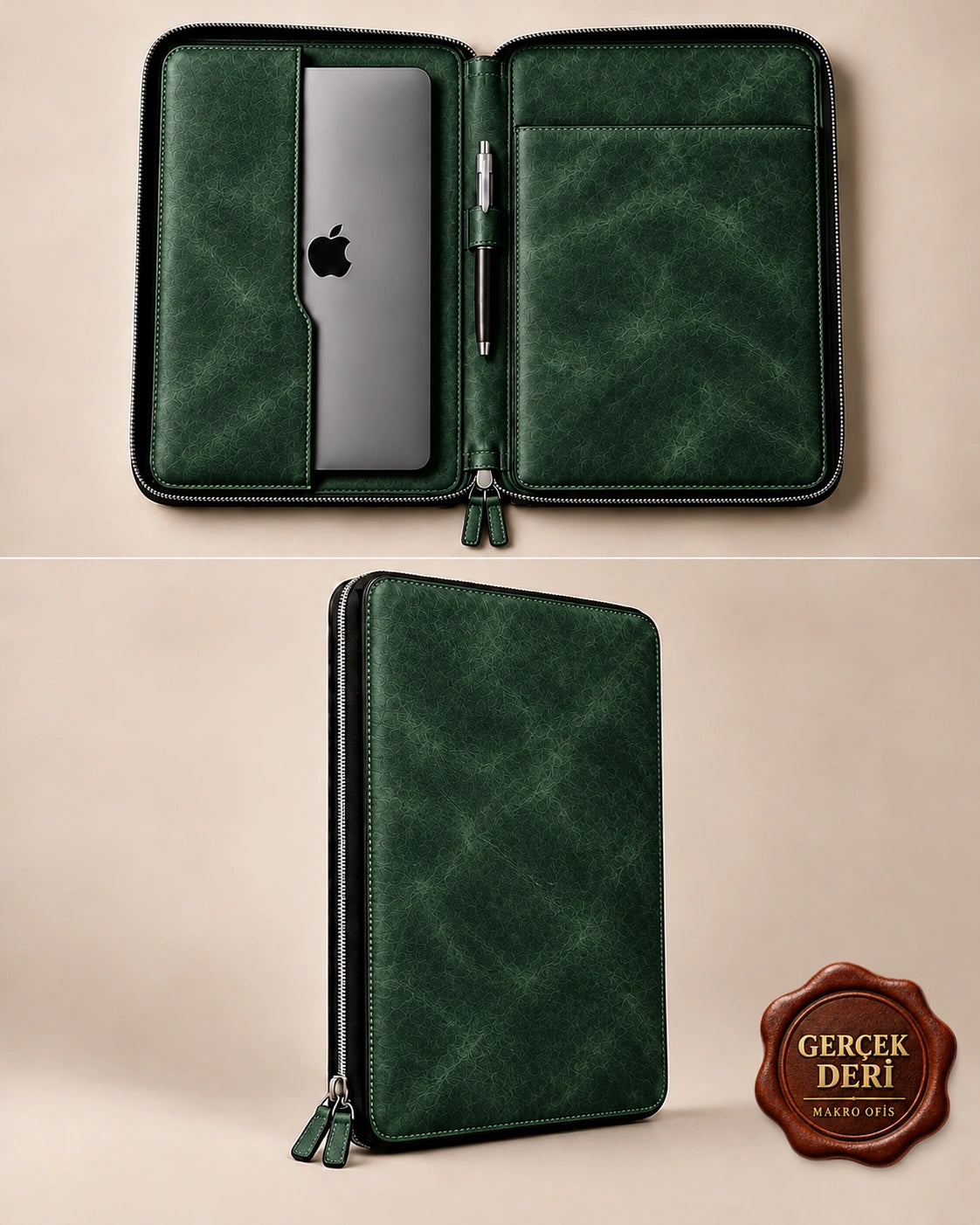 Fermuarlı MacBook Kılıfı Model 2 — Yeşil