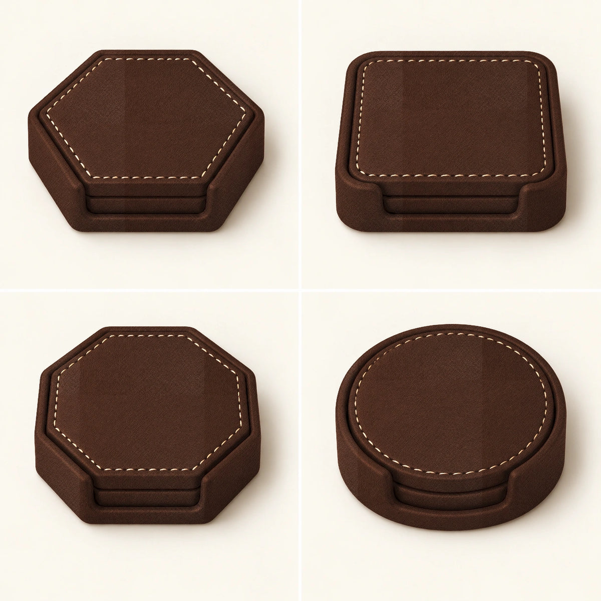 Bardak Altlığı Seti Model 4 — Taba