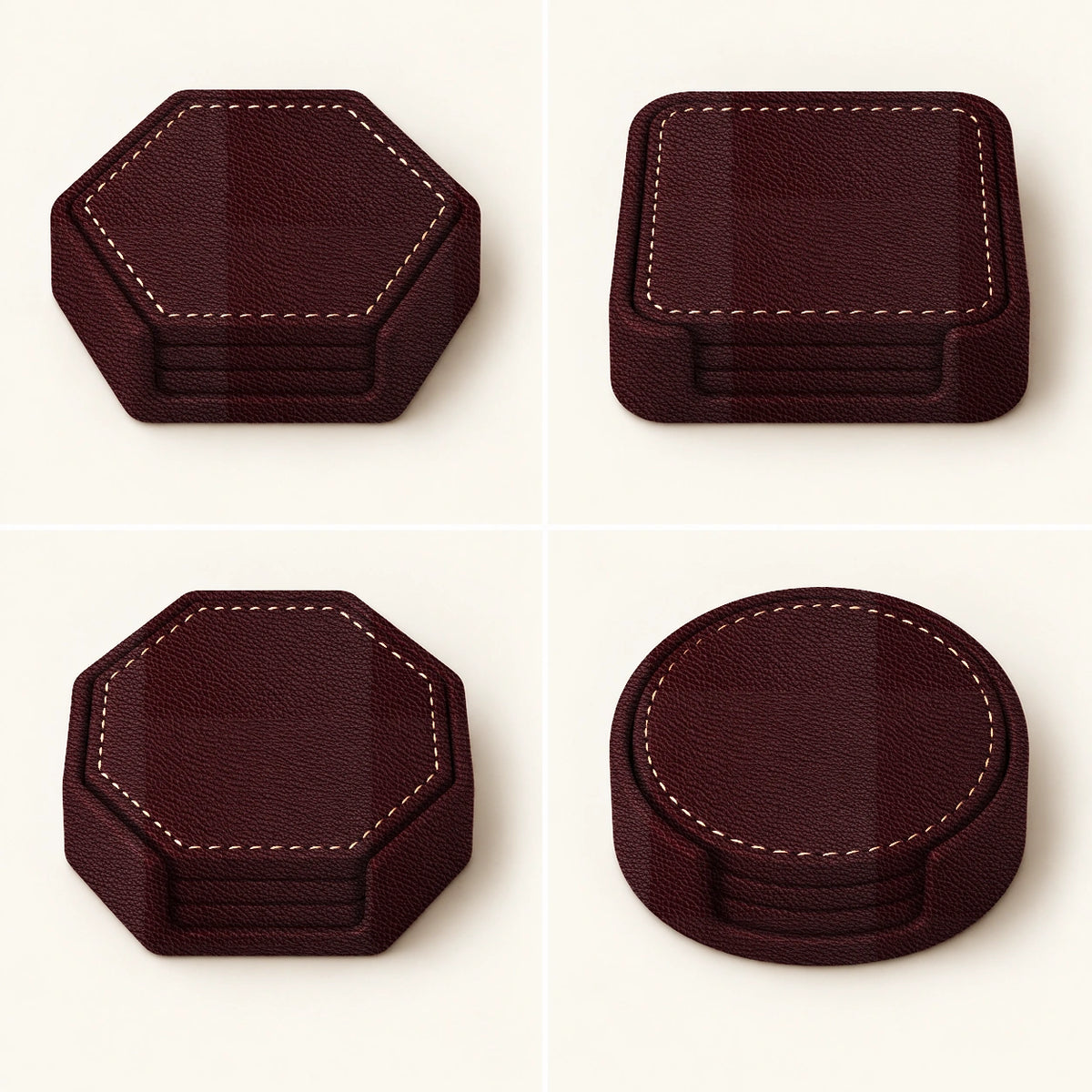 Bardak Altlığı Seti Model 4 — Bordo