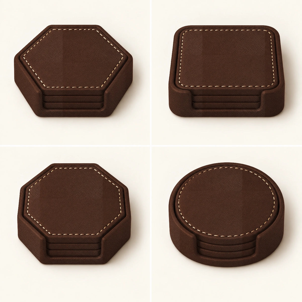 Bardak Altlığı Seti Model 4 — Taba