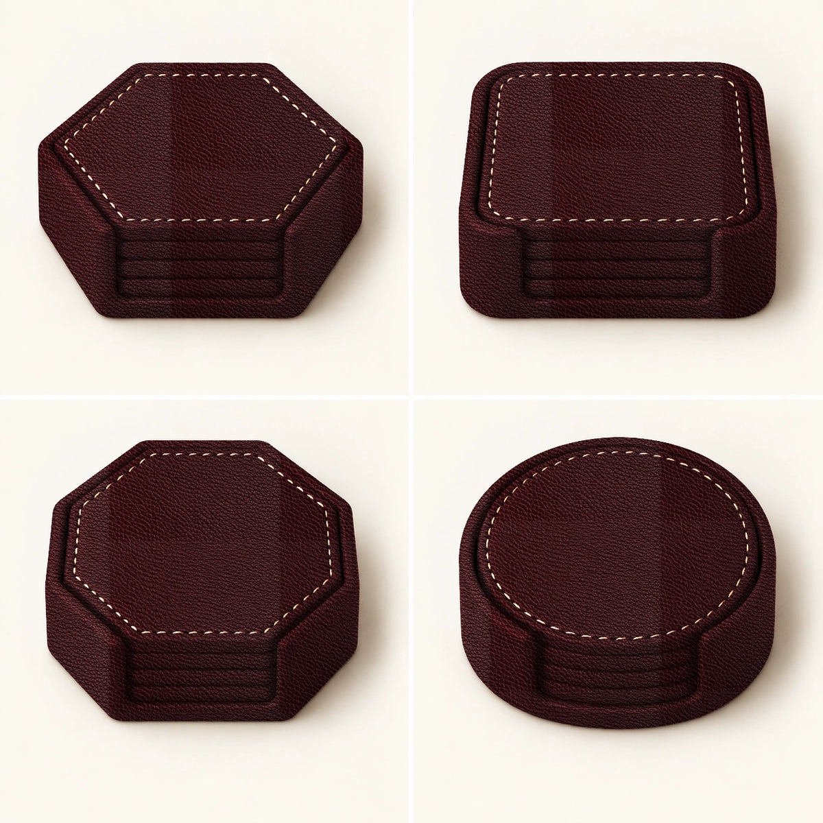 Bardak Altlığı Seti Model 4 — Bordo