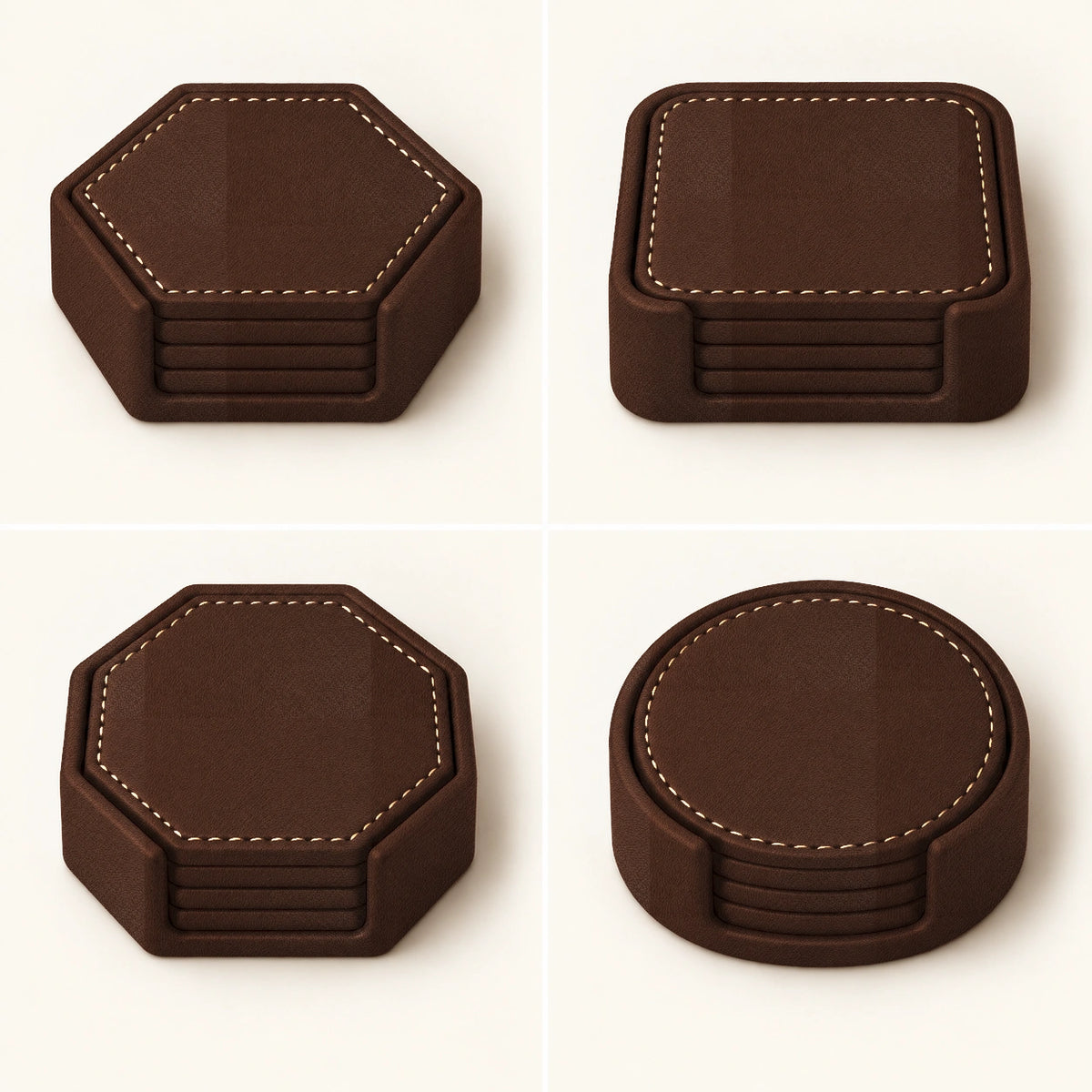 Bardak Altlığı Seti Model 4 — Taba