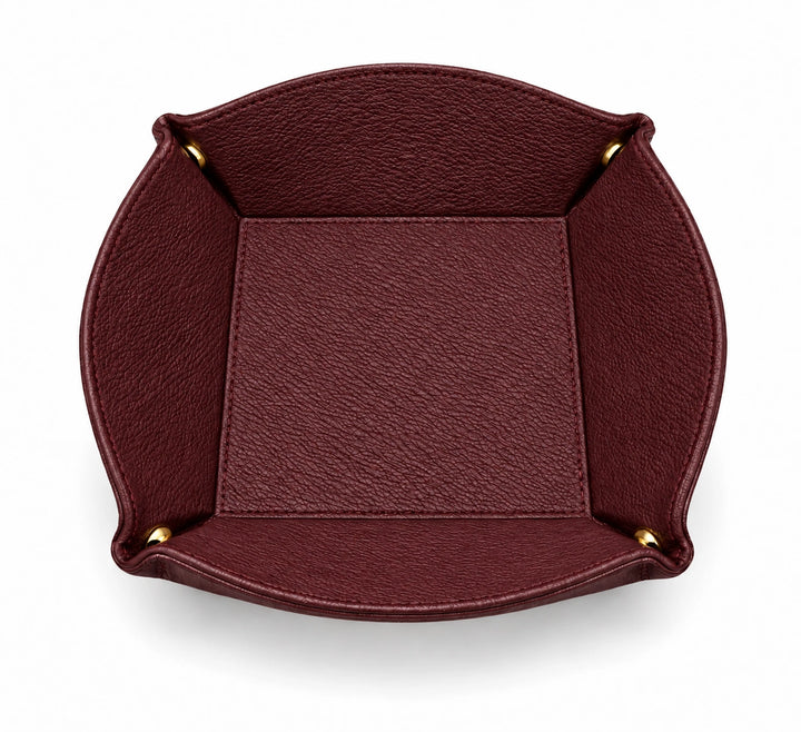 Çıtçıtlı Yuvarlak Eşya Tepsisi — Bordo