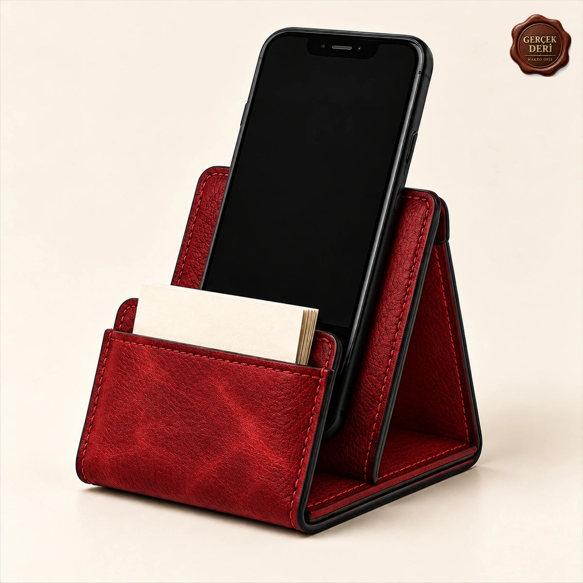 Kartlıklı Telefon Standı — Kırmızı