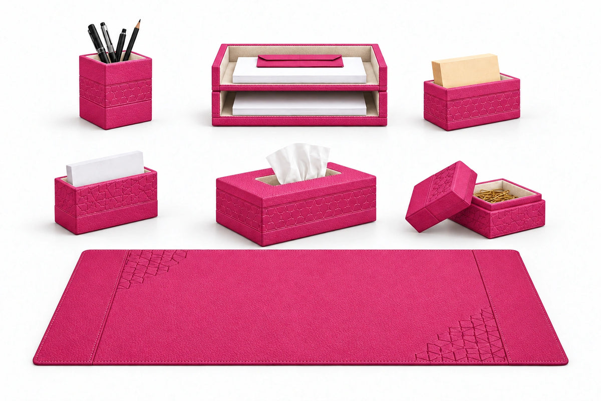 Raflı Ofis Masa Seti Model 5 — Pembe