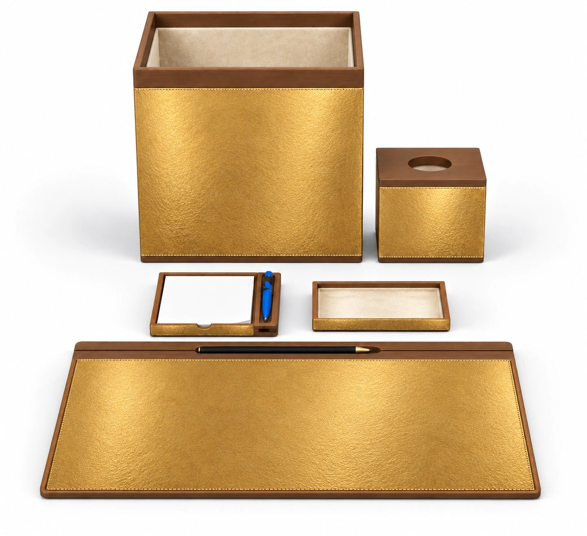 Kontrast Şeritli Otel Oda Seti — Gold
