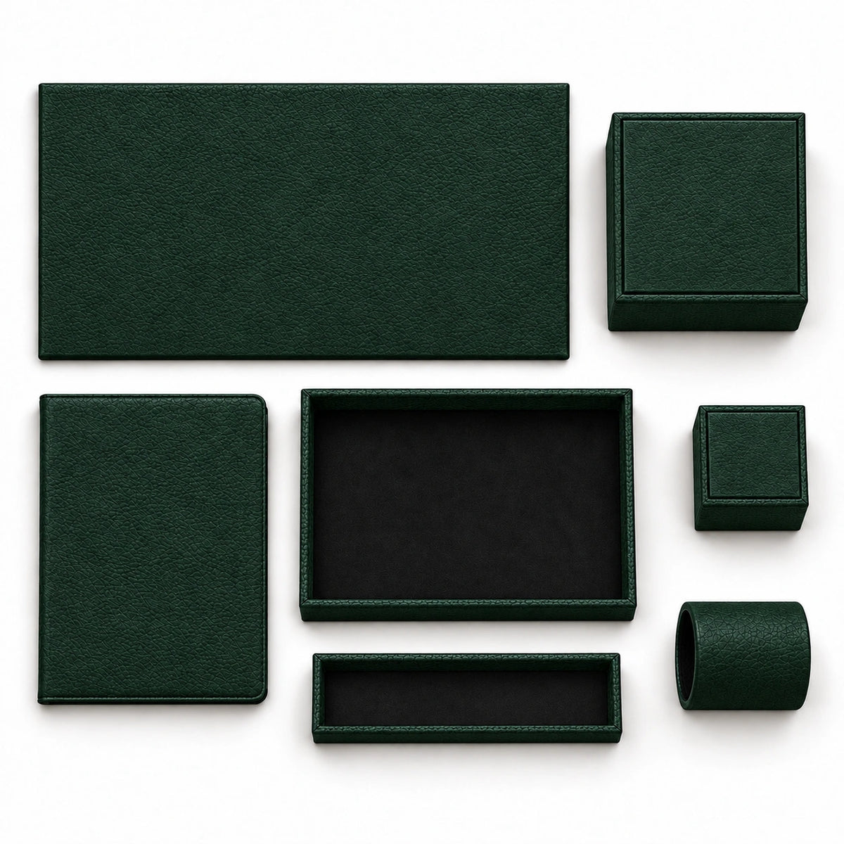 Otel Masaüstü Düzenleyici Set V2 Model 9 — Damarlı Koyu Yeşil
