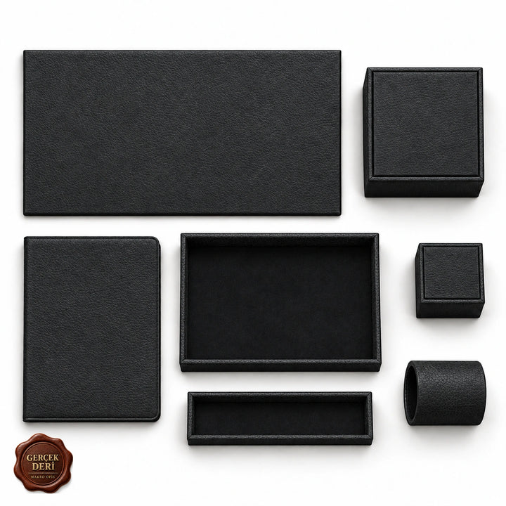 Otel Masaüstü Düzenleyici Set V2 Model 9 — Siyah