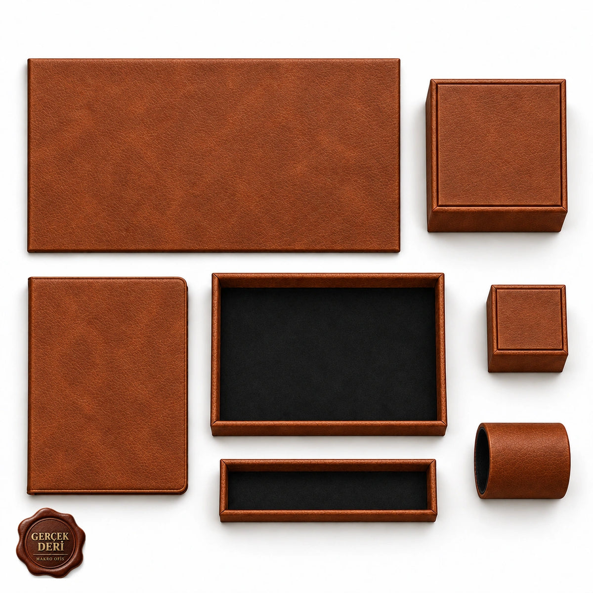 Otel Masaüstü Düzenleyici Set V2 Model 9 — Taba